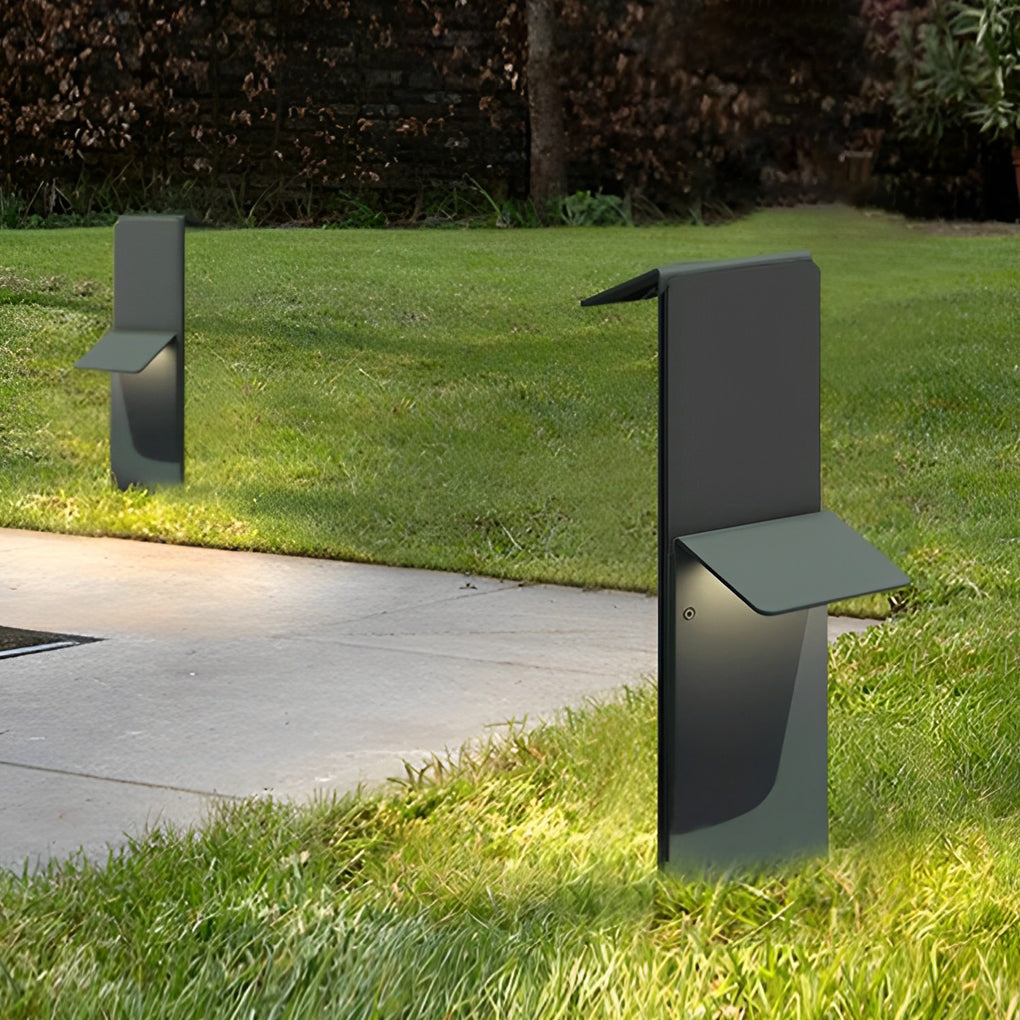 Modern Vertical LED Solar Pathway Lights Dual Panel Downlighting Design - Lamp Outdoor