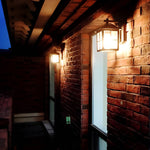 Antique Lantern Shaped Glass Waterproof Black Modern Wall Sconce Lighting - Lamp Outdoor