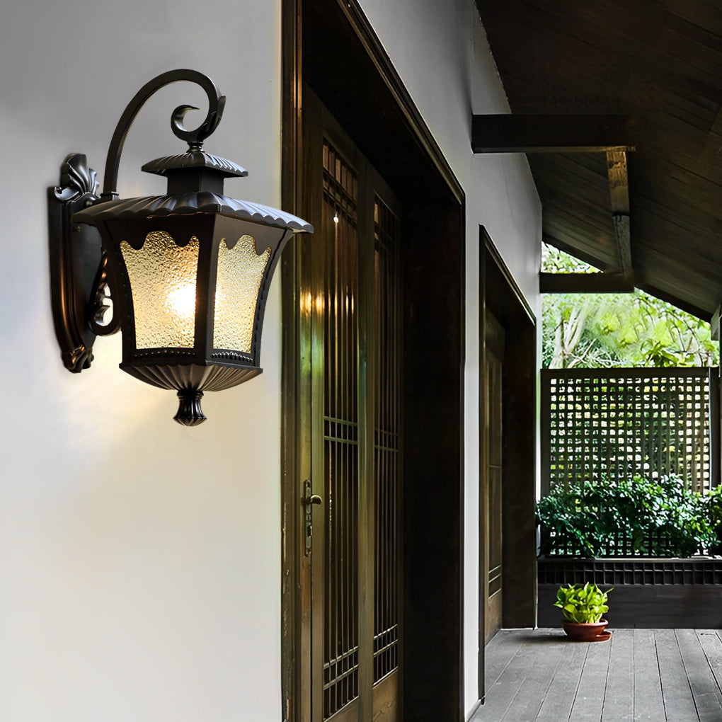 Creative Retro Glass Lantern Waterproof LED European-style Wall Lamp - Lamp Outdoor