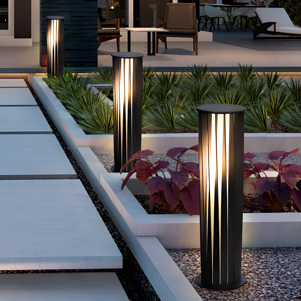 Geometric Black Cage Solar LED Pathway Lights - Lamp Outdoor