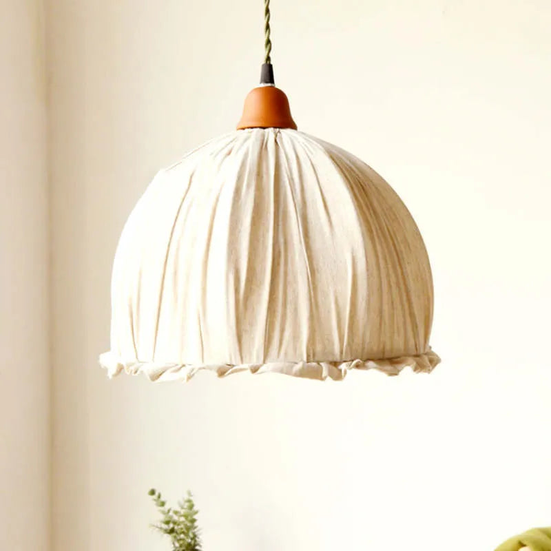 Haloa Vintage Pendant Light Beige, Fabric - Lamp Outdoor
