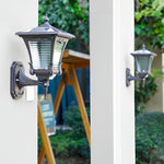 Vintage Striped Glass LED Waterproof Black Retro Solar Wall Lights - Lamp Outdoor