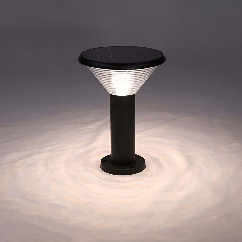 Contemporary Tapered Solar LED Pathway Light Black Cylindrical Outdoor Lighting - Lamp Outdoor