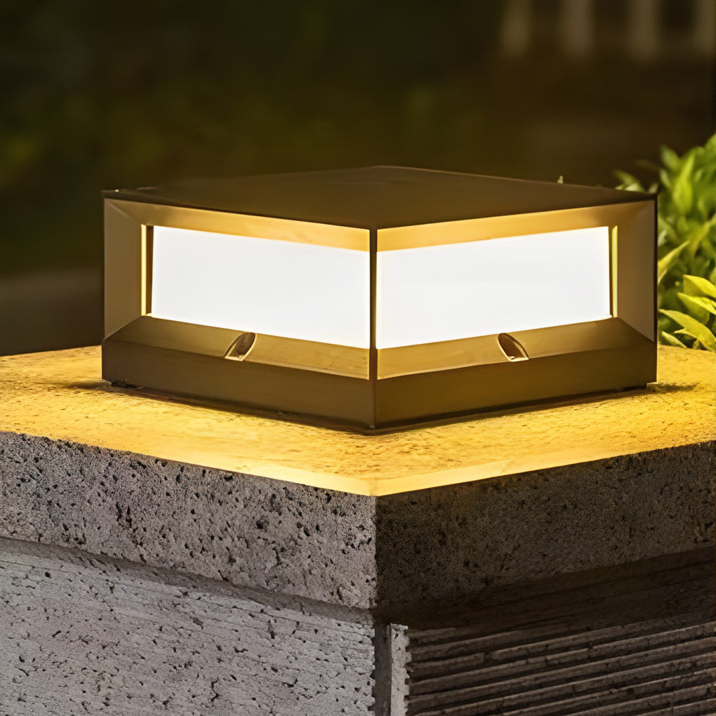 Square Waterproof Black Modern Solar Lights Outdoor Fence Post Lights - Lamp Outdoor