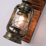 Lyros Lantern Vintage Wooden Rustic Wall Lamp - Lamp Outdoor