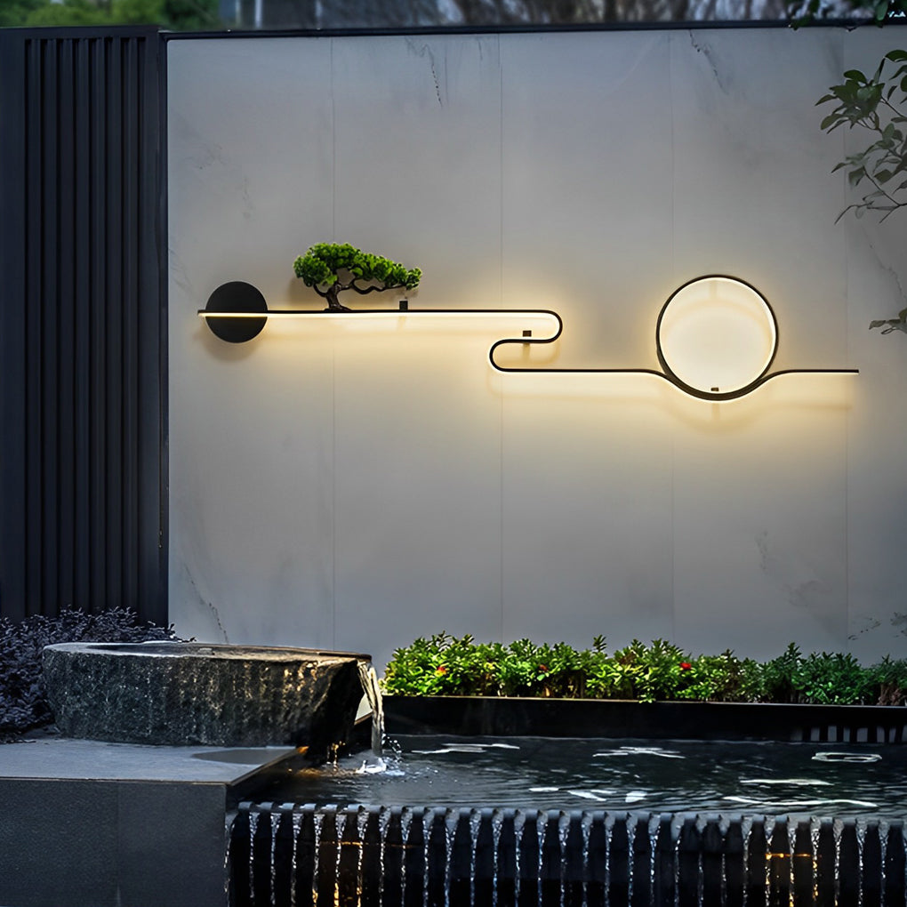 Moon Tree Scenery Waterproof LED Black Retro Outdoor Wall Lights Sconces - Lamp Outdoor