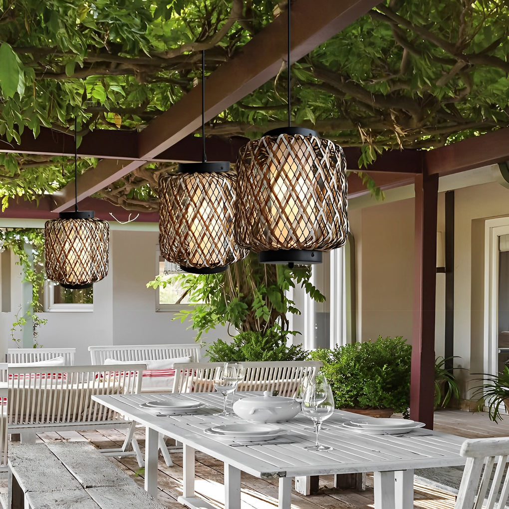Rattan Waterproof Rustic Modern Outdoor Chandelier Pendants Ceiling Lights - Lamp Outdoor