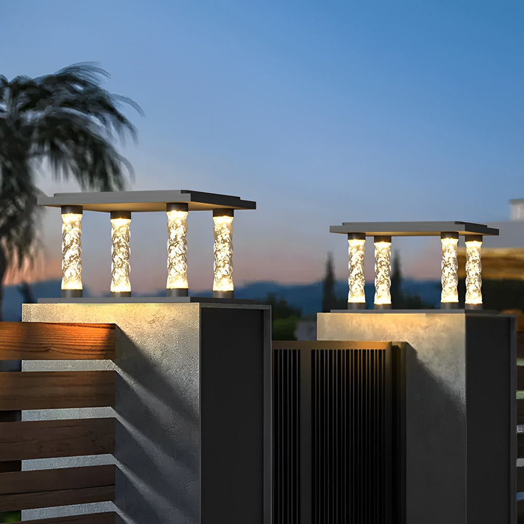 Bubbles Lamppost Square Waterproof LED Modern Solar Post Caps Lights - Lamp Outdoor