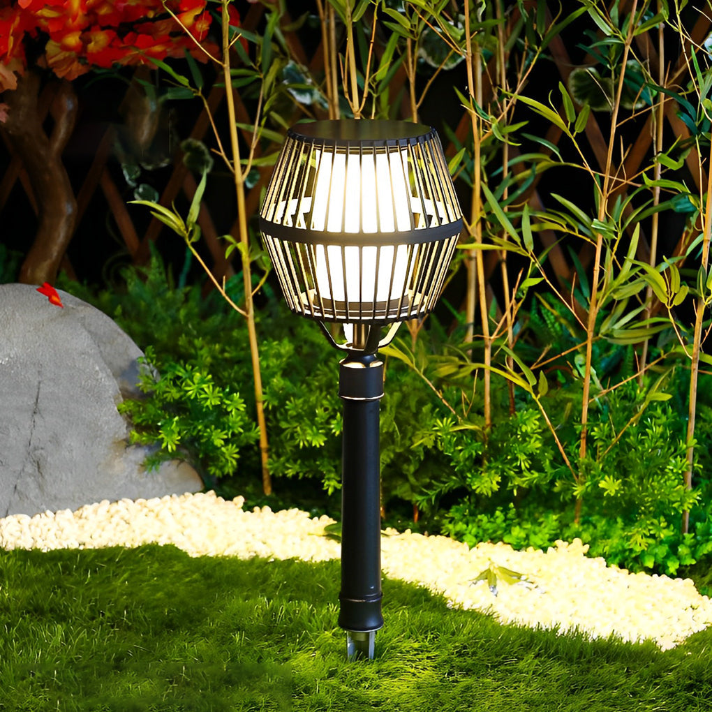 Modern Matte Black Solar Caged Lanterns - Lamp Outdoor