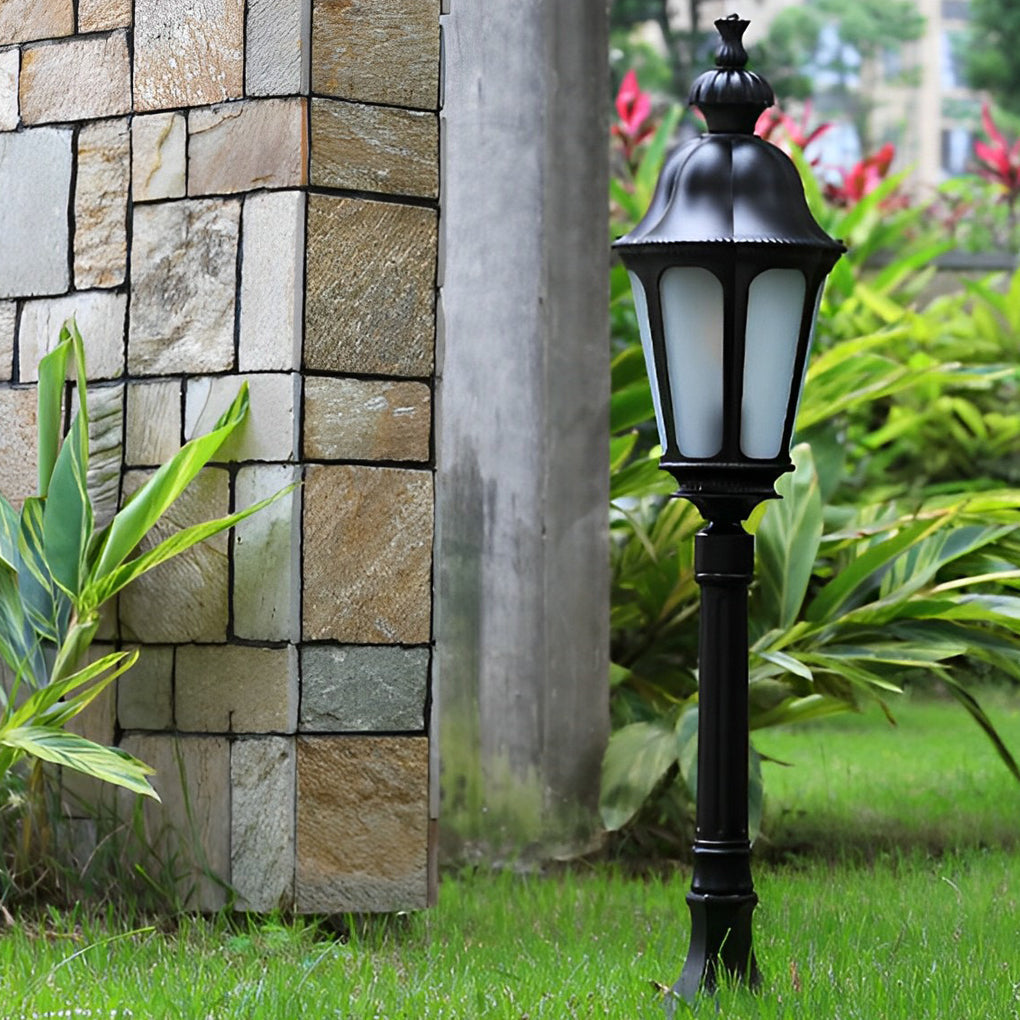 Elegant European-Style Black LED Outdoor Pathway Lamp Post - Lamp Outdoor