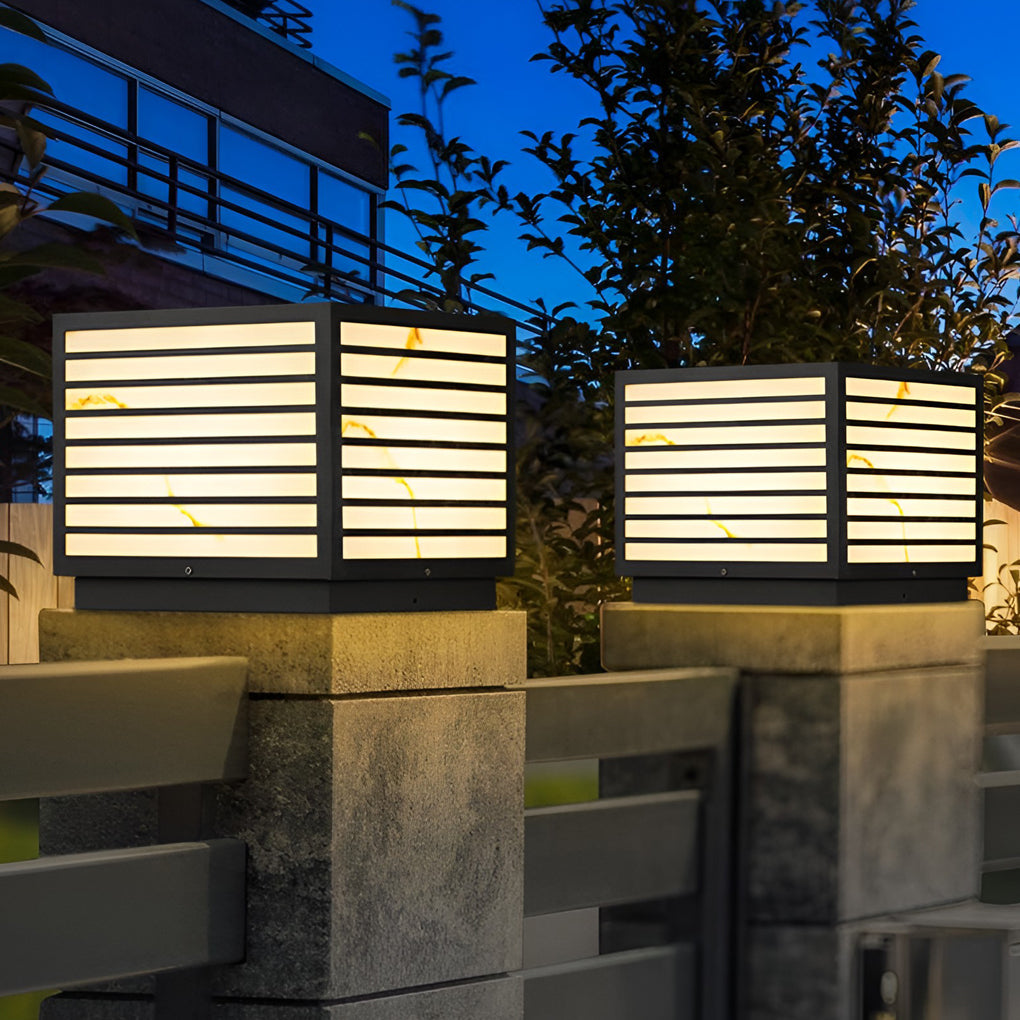 Square IP65 Waterproof LED Solar Modern Outdoor Deck Post Lights Pillar Light - Lamp Outdoor