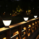Round LED Fast Charging Black Modern Solar Post Caps Lights Pillar Light - Lamp Outdoor