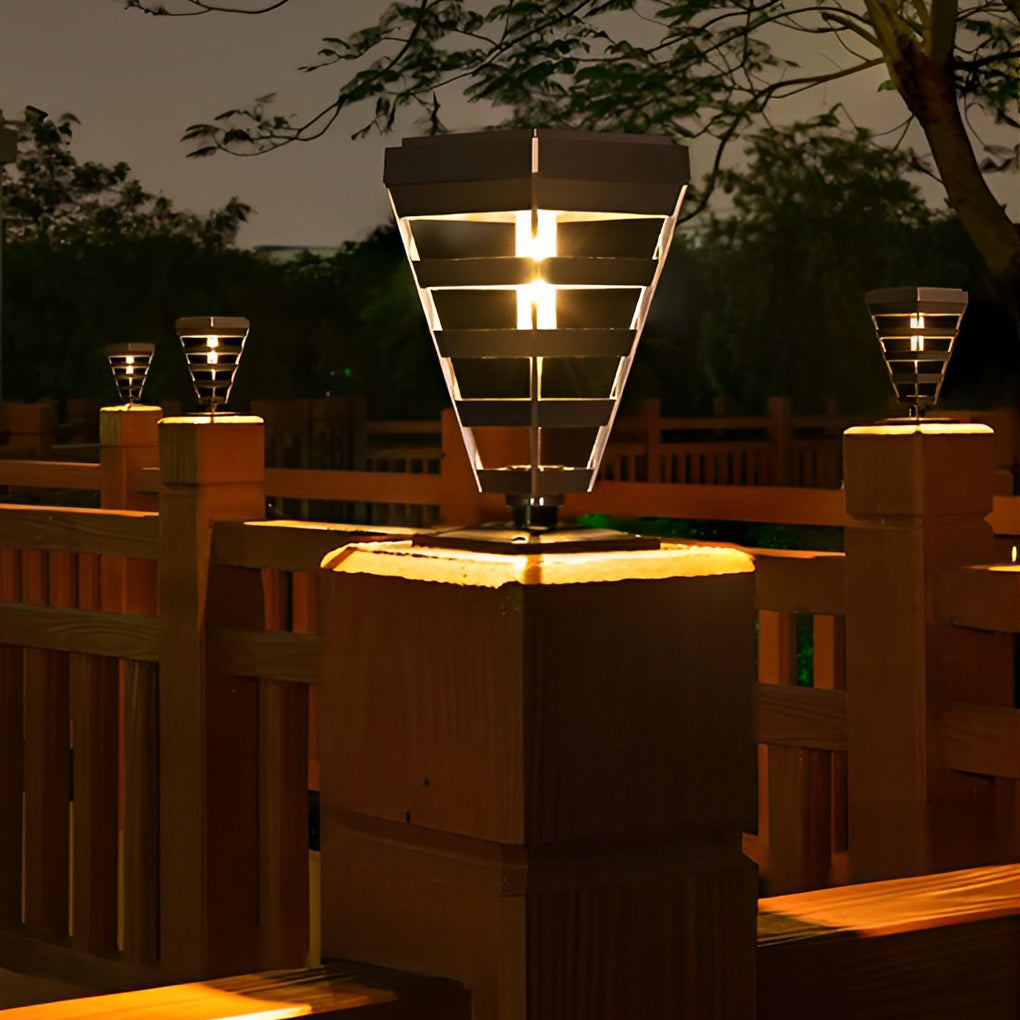 Smart Solar Black Outdoor Post Light Weatherproof LED Lawn Lamp with Intelligent Light Control - Lamp Outdoor