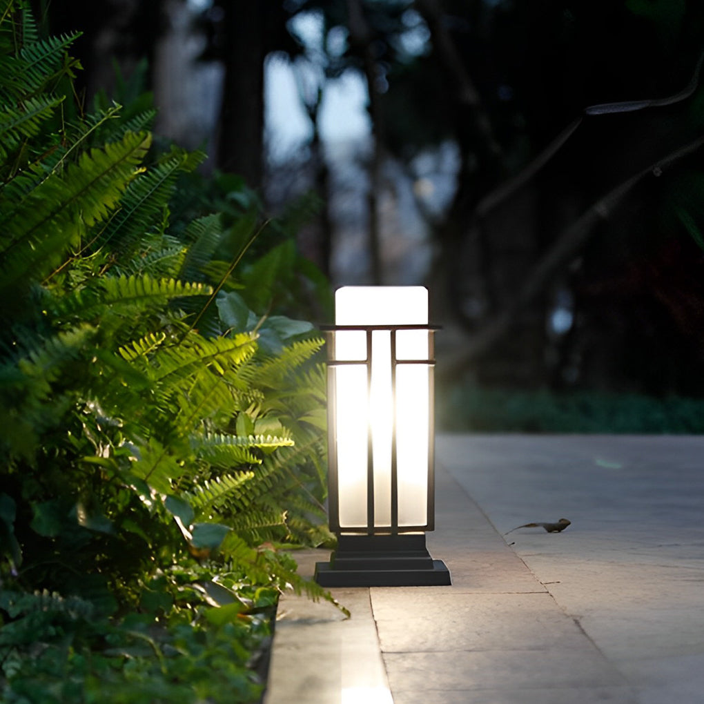 Black Retro Aluminum Path Lights with Frosted Glass Outdoor Waterproof Landscape Lighting - Lamp Outdoor