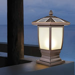 Retro Waterproof Glass Aluminum Brown Modern Solar Fence Post Lights - Lamp Outdoor