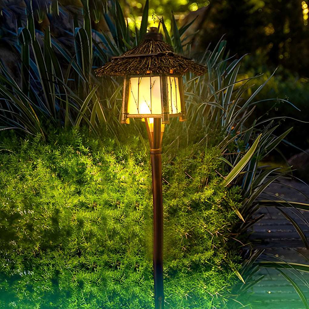 Branch Pattern Bamboo Style Lantern Versatile Outdoor Hanging and Post Light - Lamp Outdoor