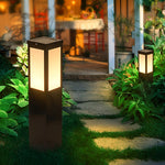 Remote-Controlled Industrial Solar Bollard Lights Waterproof & Square Outdoor Lighting - Lamp Outdoor