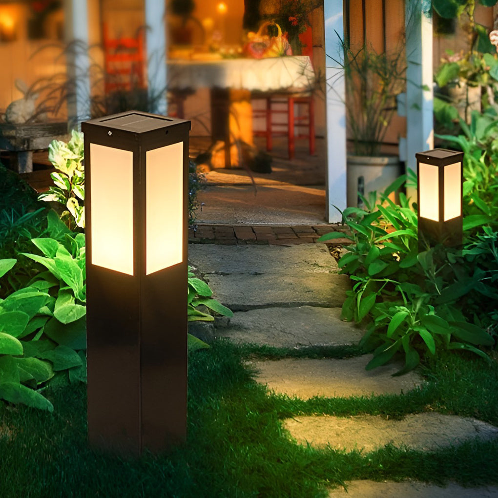 Remote-Controlled Industrial Solar Bollard Lights Waterproof & Square Outdoor Lighting - Lamp Outdoor