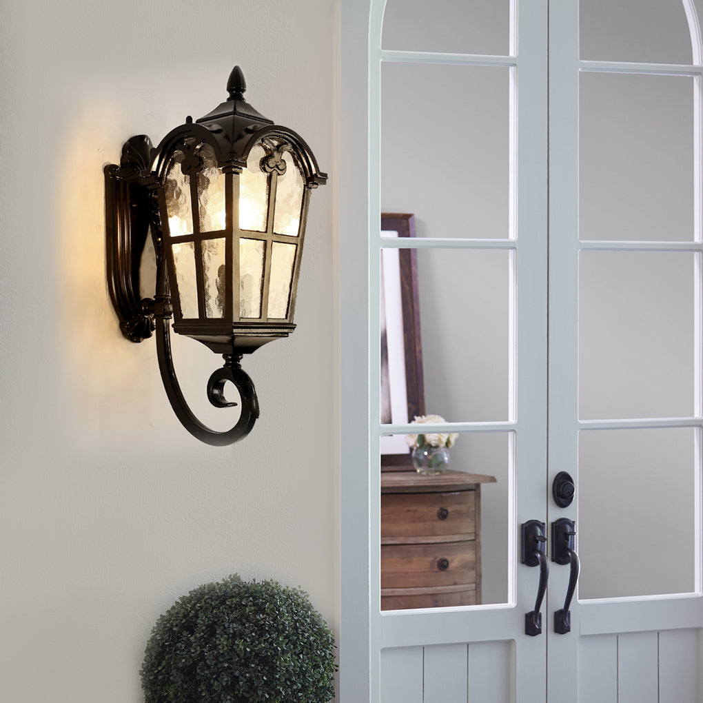 Waterproof Vintage Lantern Shaped Black Retro Outdoor Plug in Wall Lamp - Lamp Outdoor