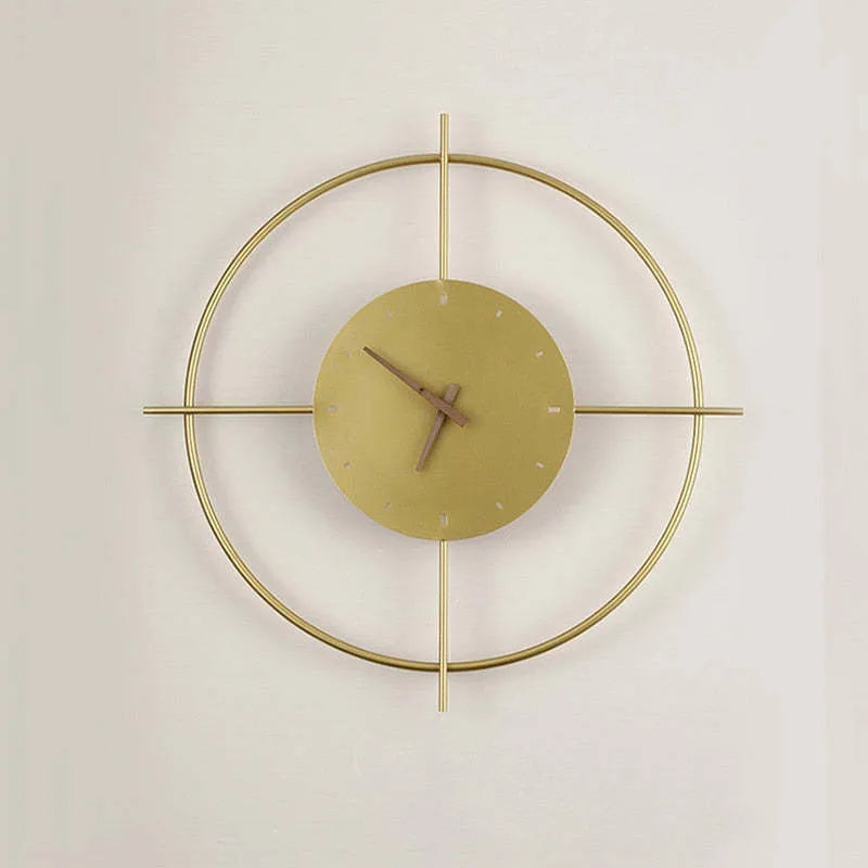 Glint Modern Clock Round Wall Lamp, Gold/Black - Lamp Outdoor