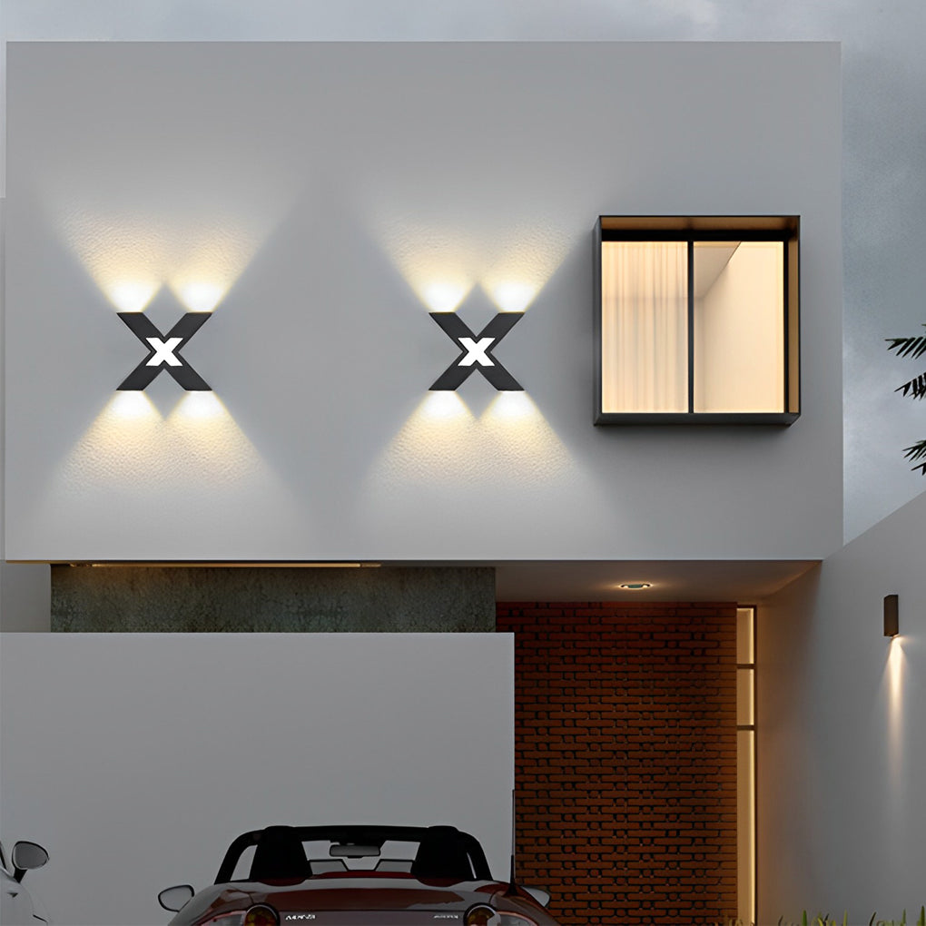 X Shape Creative Waterproof LED Black Modern Outdoor Wall Lamp Exterior Lights - Lamp Outdoor
