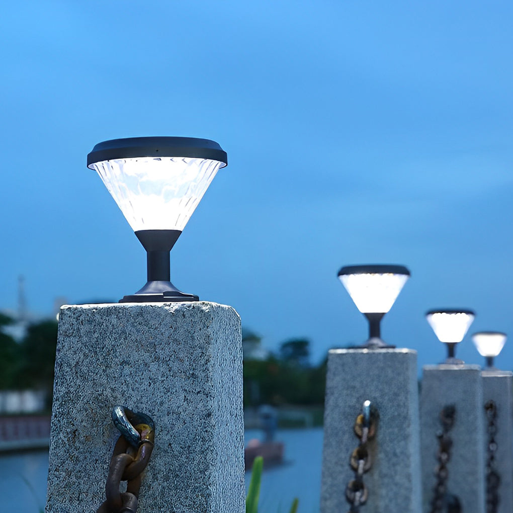 Round Waterproof Colorful Gradient Modern Solar Fence Post Lights - Lamp Outdoor