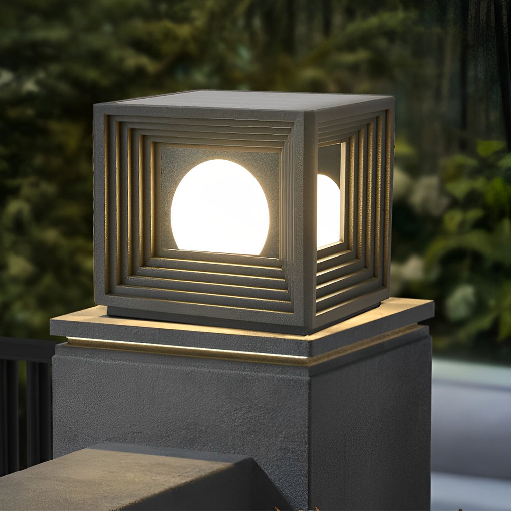 Waterproof Square Creative LED Black Modern Solar Fence Post Lights - Lamp Outdoor