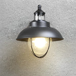 Nautical Black 1-Light Metal Cage Seeded Glass Outdoor Wall Light - Lamp Outdoor