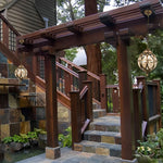 European-style Retro Pendant Aluminum Glass Hanging Ball Outdoor Ceiling Light - Lamp Outdoor