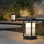 Retro Black LED Solar Lawn Lamp Patterned Pathway Lights for Outdoors - Lamp Outdoor