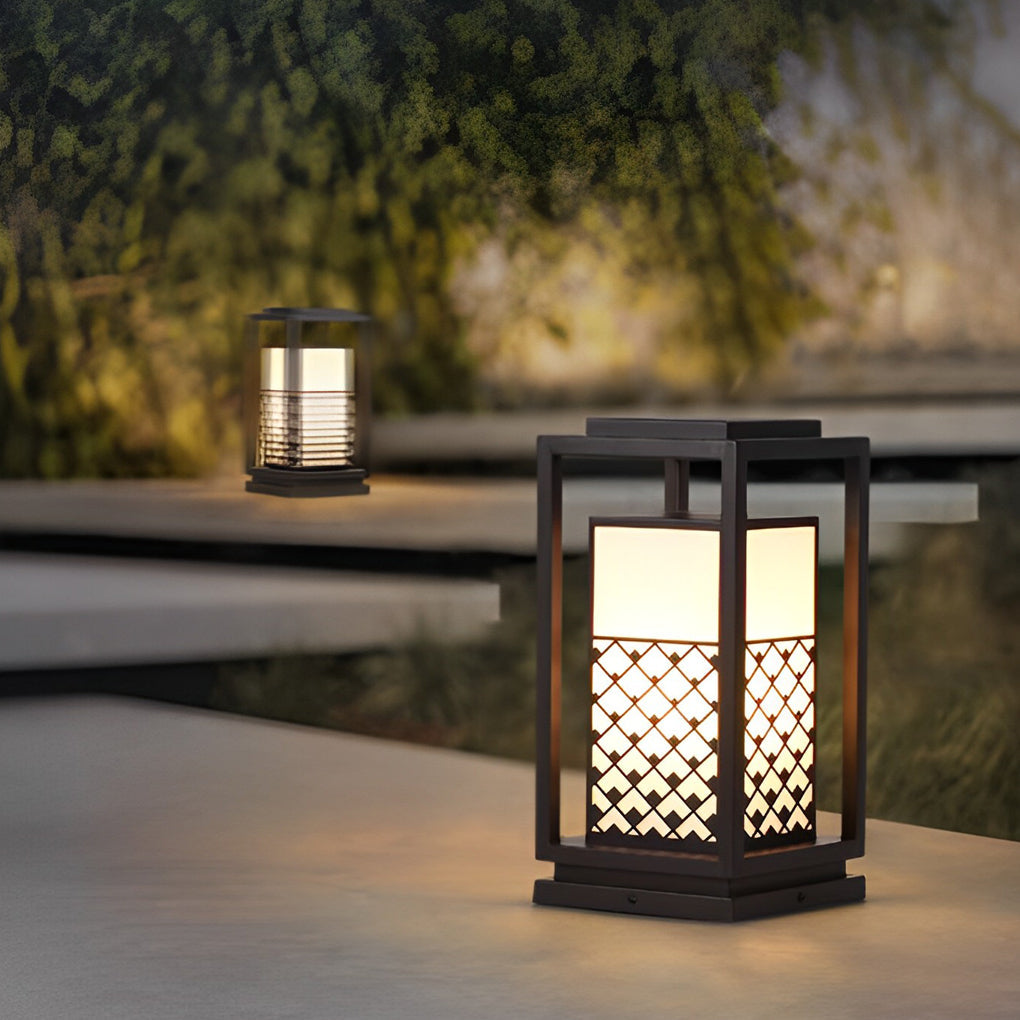 Retro Black LED Solar Lawn Lamp Patterned Pathway Lights for Outdoors - Lamp Outdoor