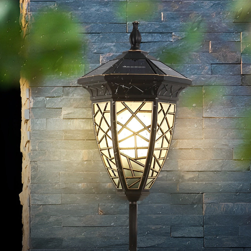Retro Pattern Waterproof Black American Style Solar Powered Wall Lamp - Lamp Outdoor