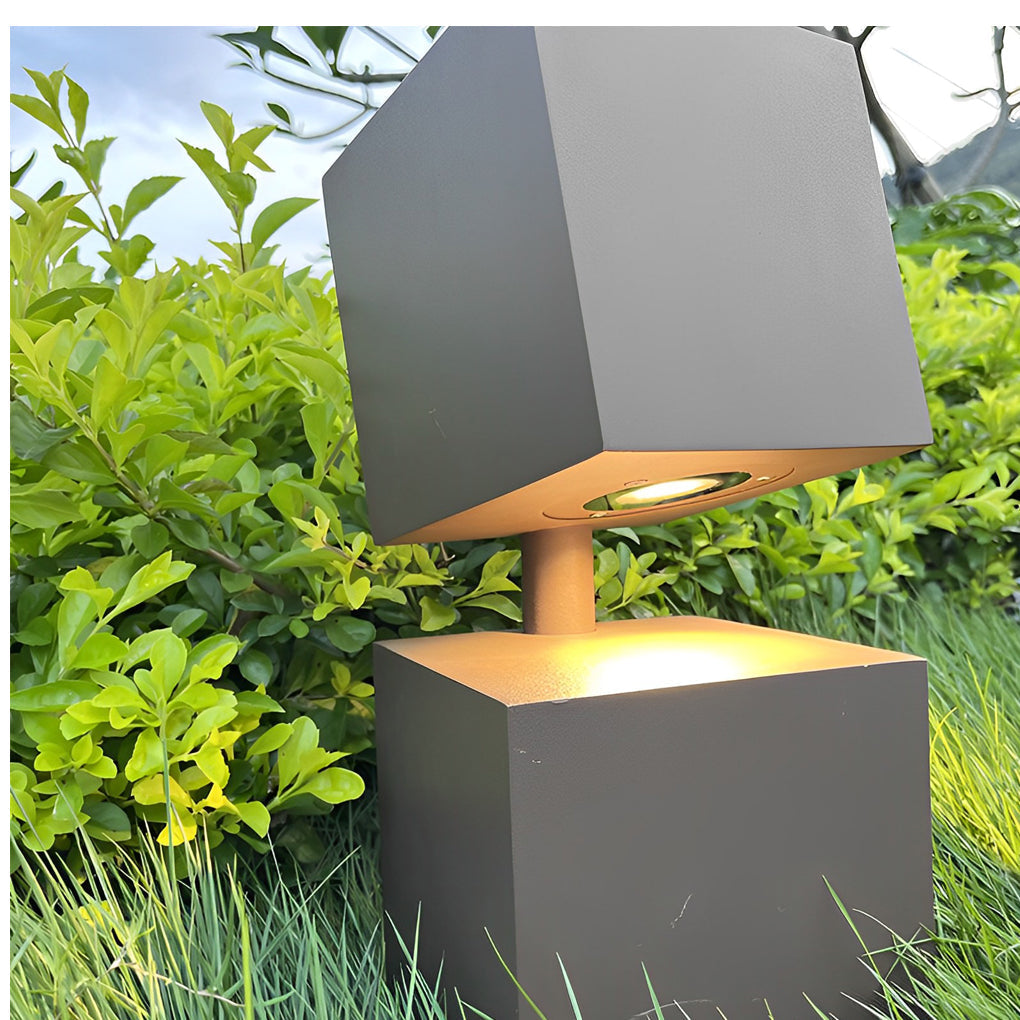 Modern Black Geometric Solar Lawn Light Waterproof & LED Illumination - Lamp Outdoor