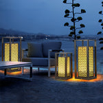 Floral Pattern LED Lawn Lamp Unique Modern Pathway Lights Black - Lamp Outdoor