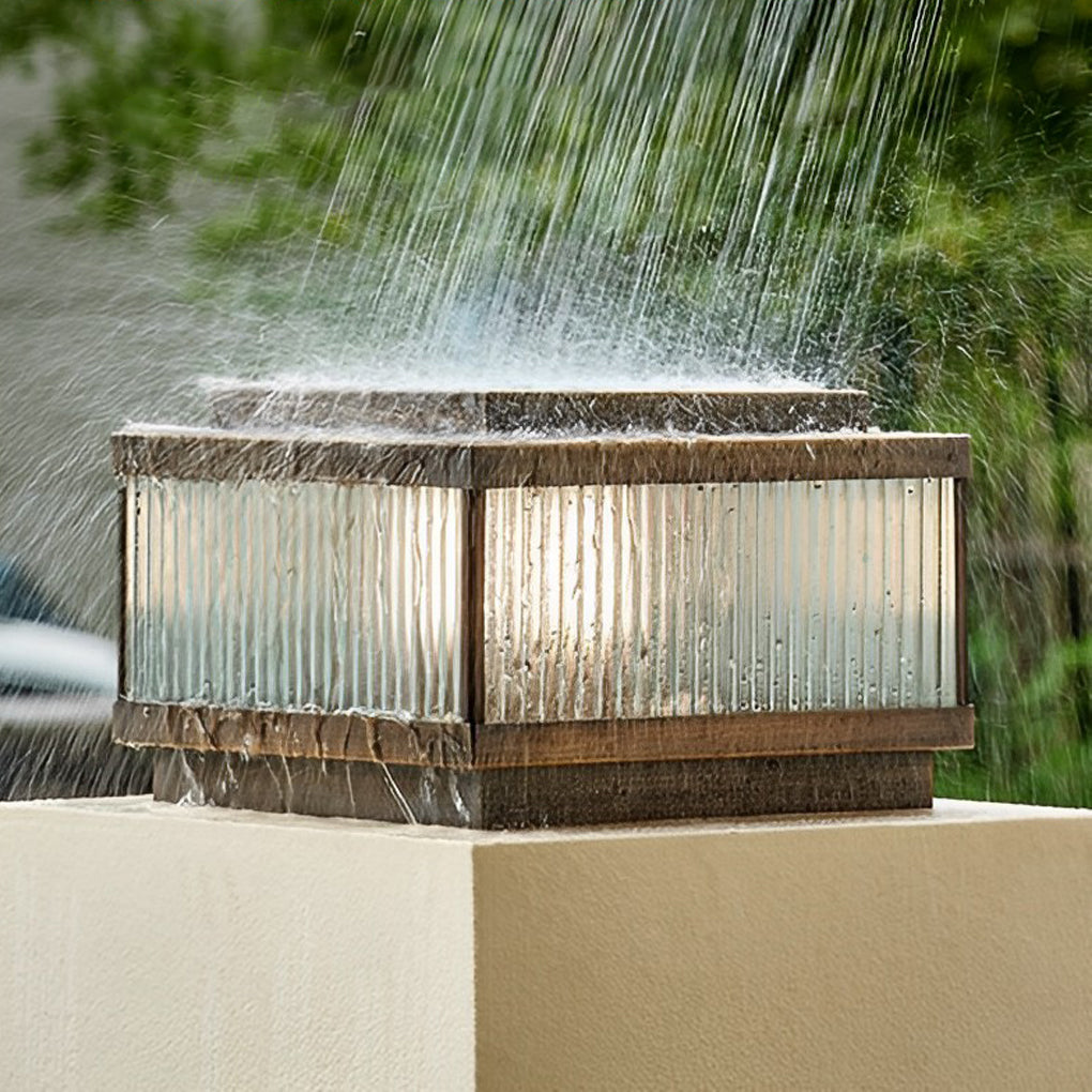 Square Waterproof Intelligent Timing modern Solar Fence Post Lights - Lamp Outdoor
