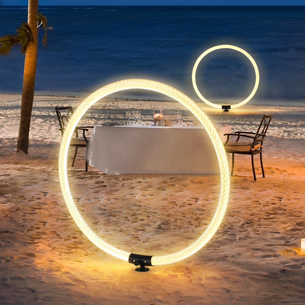 Sleek Ring LED Lawn Lamp Modern Waterproof Solar Landscape Lighting - Lamp Outdoor