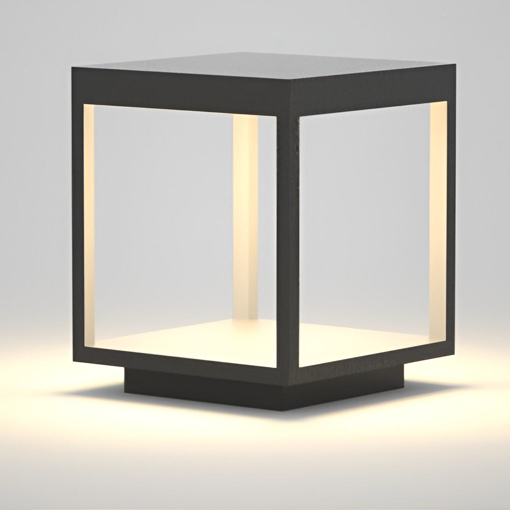 Modern Open Frame Square LED Solar Pier-Mounted Outdoor Post Light - Lamp Outdoor