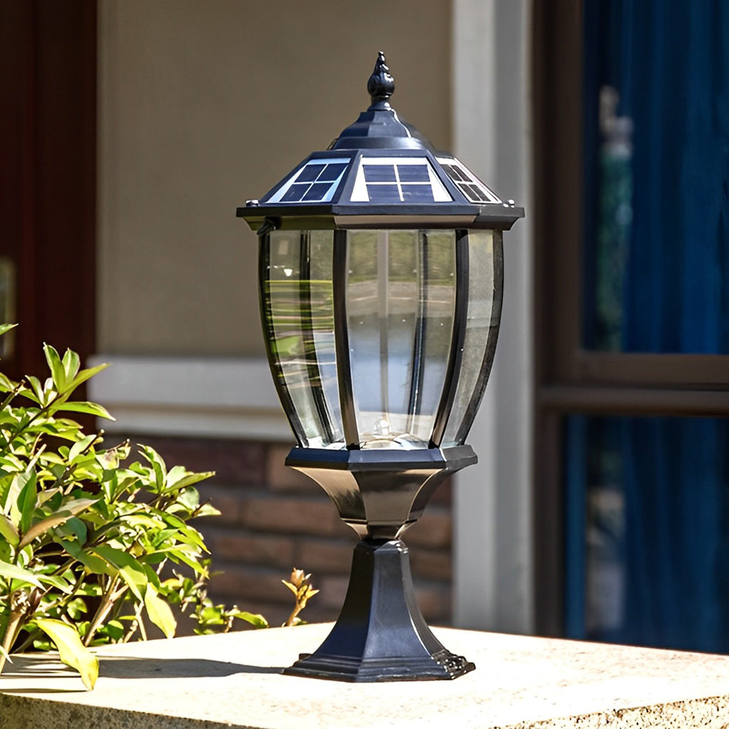 Led Waterproof Black Vintage Outdoor Solar Fence Post Lights with Remote - Lamp Outdoor