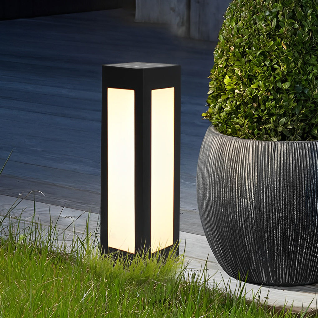 Modern Black Solar Bollard Lights Automatic, Waterproof LED Outdoor Lighting - Lamp Outdoor