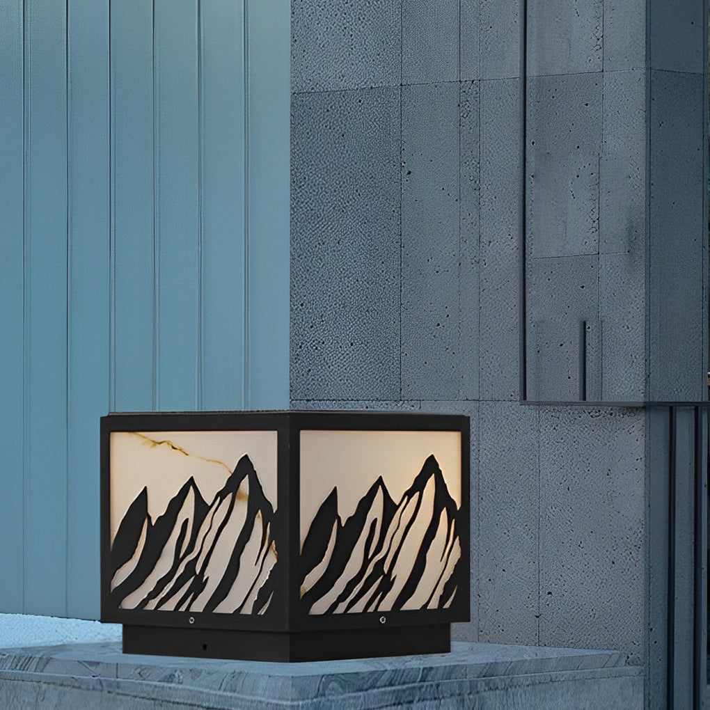 Outdoor Waterproof LED Mountain Scenery Black Solar Fence Post Lights - Lamp Outdoor