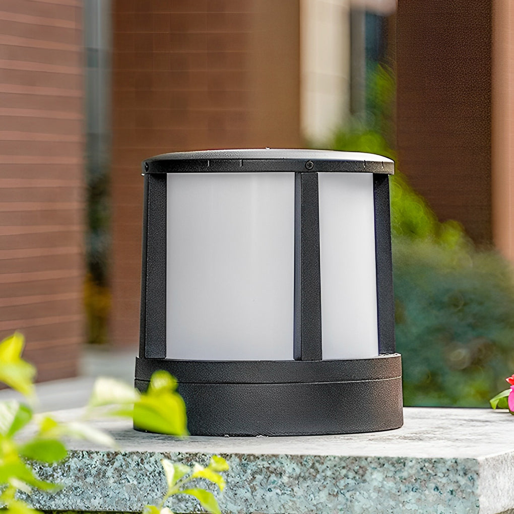 Cylindrical Aluminum LED Waterproof Black Outdoor Fence Post Lights - Lamp Outdoor