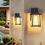 Waterproof Thickened Glass Black Retro Solar Outdoor Wall Lights - Lamp Outdoor