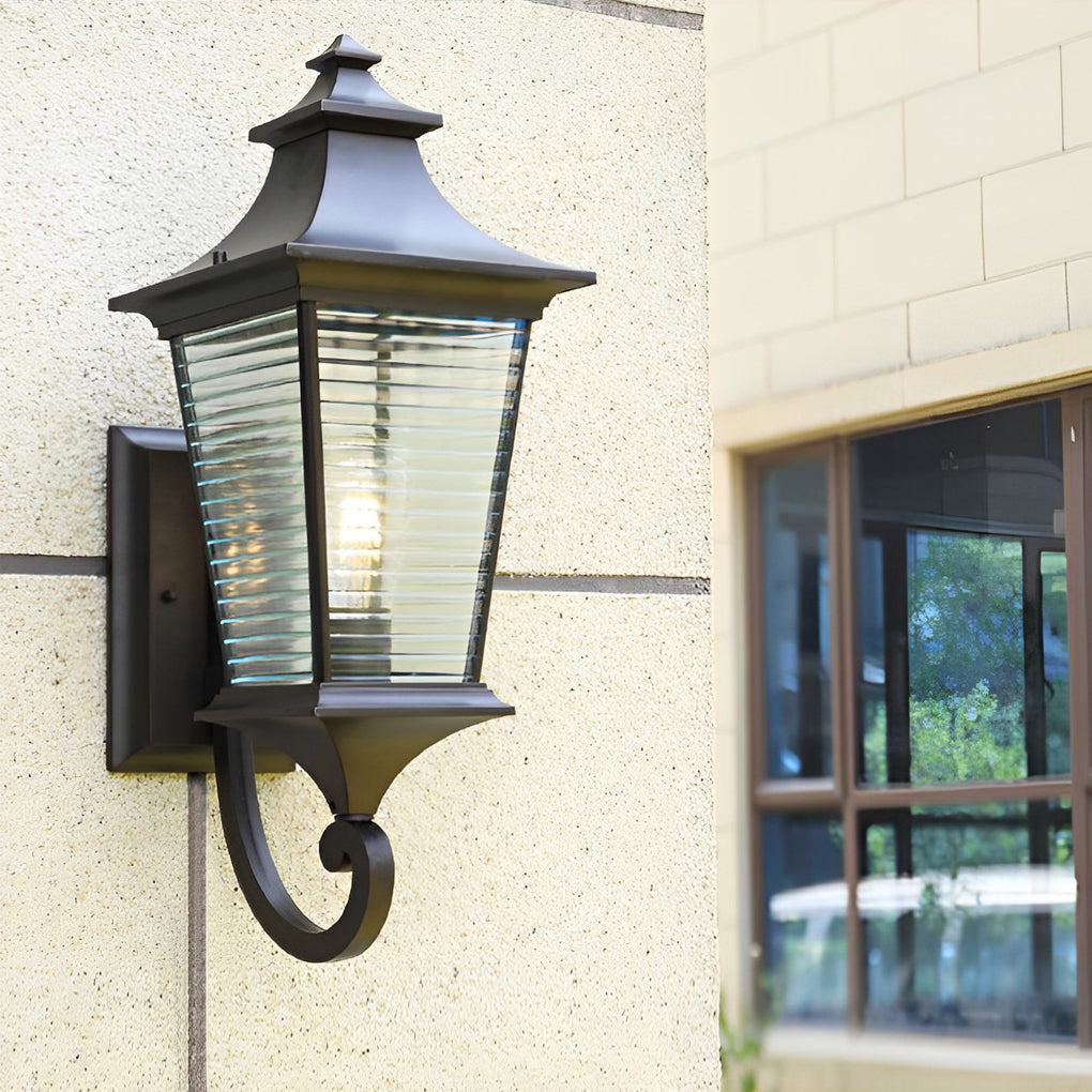 Retro Waterproof Creative Stripes Glass Shade Modern Outdoor Wall Light - Lamp Outdoor