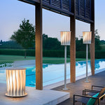 Stainless Steel Outdoor Floor Lamp with Rotating Design and Vertical Slats - Lamp Outdoor