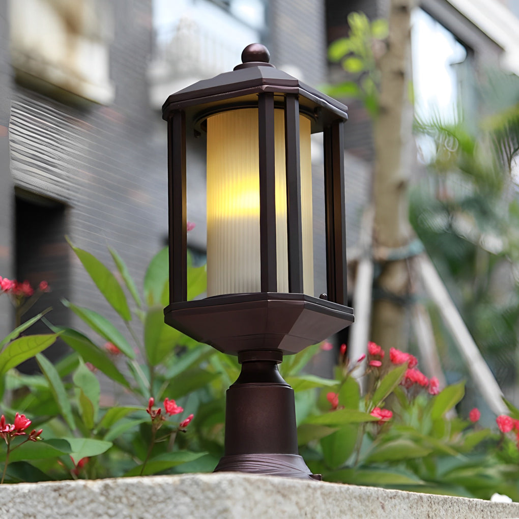 Retro Aluminum Waterproof Rose Gold American Style Outdoor Pillar Lamp - Lamp Outdoor