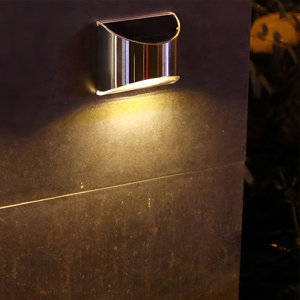 Stainless Steel Minimalist Waterproof Silver Modern Solar Wall Lamp - Lamp Outdoor