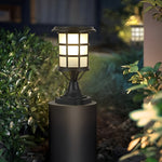 Round Cage Waterproof LED Black Modern Solar Fence Post Lights with Remote - Lamp Outdoor