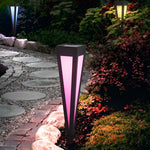 Adjustable RGB Solar LED Pathway Light Square Top & Conical Base Outdoor Lawn Lighting - Lamp Outdoor