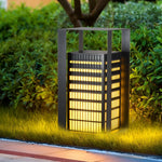 Black Industrial LED Outdoor Pathway Lantern - Building-Inspired Cuboid Design - Lamp Outdoor