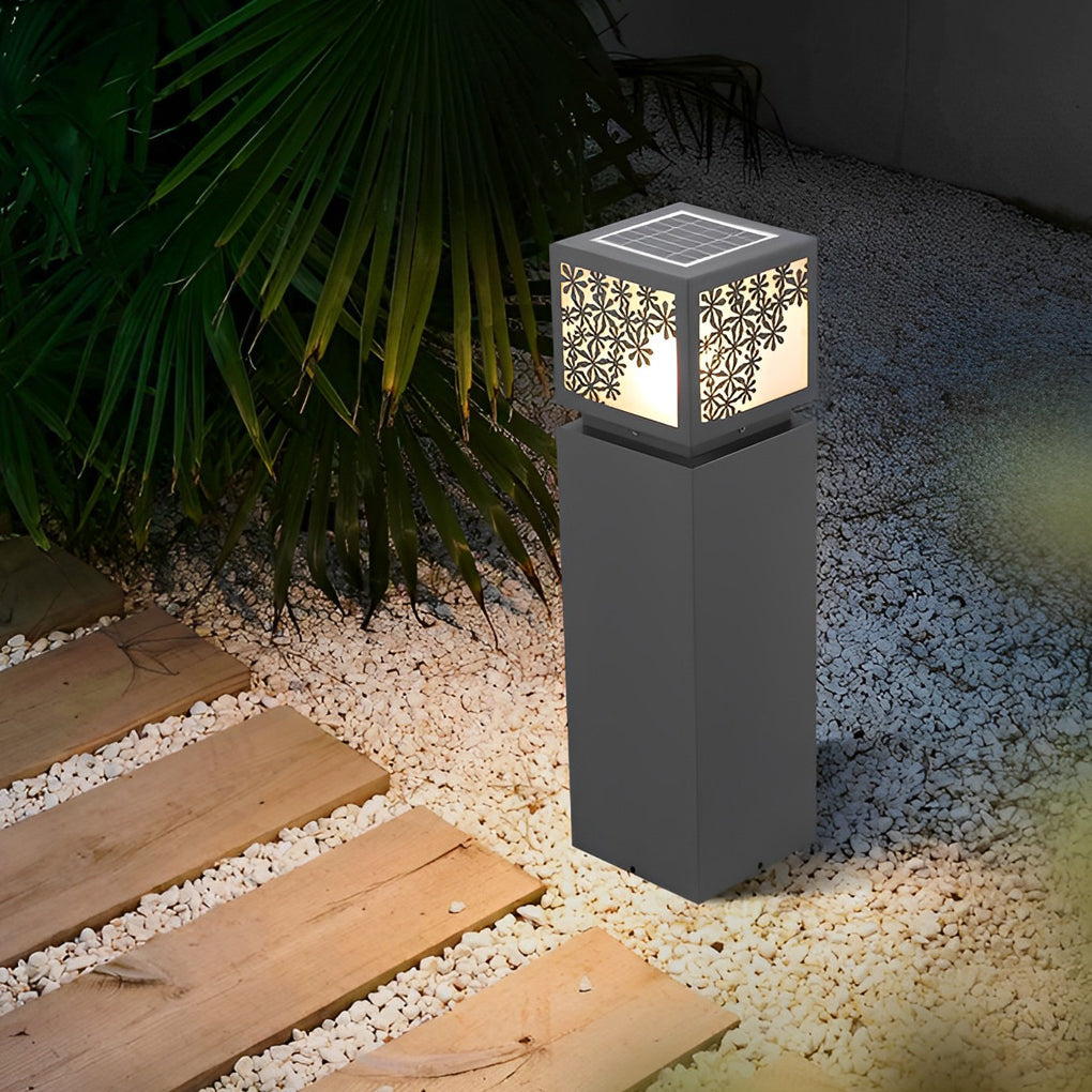 Elegant Snowflake Solar LED Bollard Light Modern Outdoor Waterproof Lawn Lamp - Lamp Outdoor